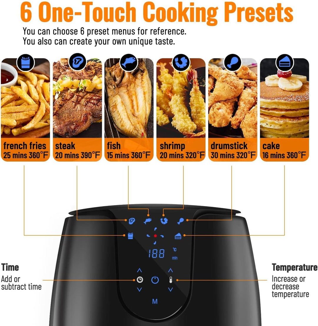 Vpcok Direct Heissluftfritteuse XL Airfryer 3,5L 1500W mit 6 Verschiedenen Kochprogrammen LED-Touchs