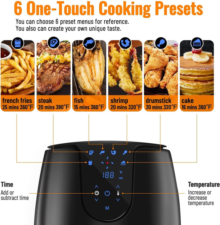 Vpcok Direct Heissluftfritteuse XL Airfryer 3,5L 1500W mit 6 Verschiedenen Kochprogrammen LED-Touchs