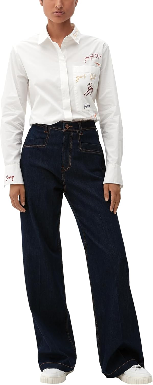 s.Oliver Damen Jeans, Jeans Betsy Wide Leg, Dark Blue Denim, 34W / 34L EU