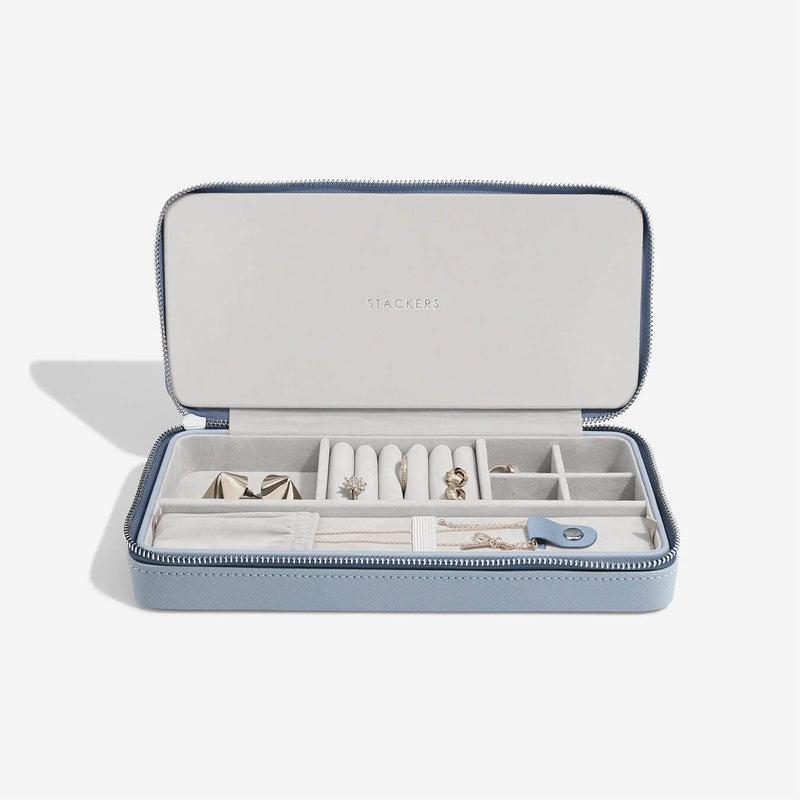 Stackers Dusky BLue Sleek Necklace Travel Jewellery Box, Dusky Blue