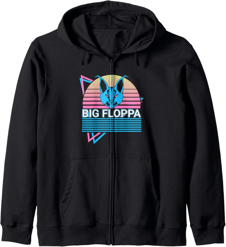 Big Floppa Caracal Katzenmeme Retro Kapuzenjacke
