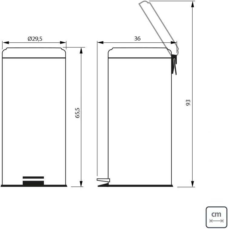 Tramontina Tretmülleimer Edelstahl, 30 l, Küchenmülleimer 30 Liter, 30 Liter