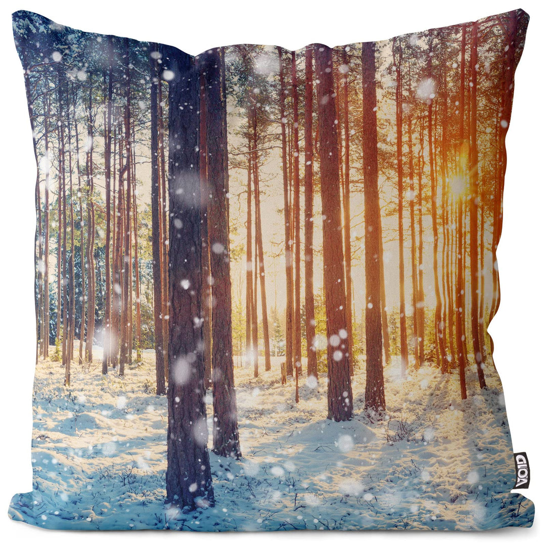 VOID Winterwald Schnee Kissenbezug Kissenhülle Sofakissen Kissen Deko Weihnachten Winter Weihnachtsd