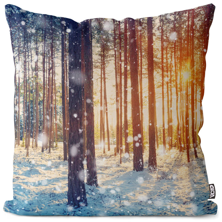 VOID Winterwald Schnee Kissenbezug Kissenhülle Sofakissen Kissen Deko Weihnachten Winter Weihnachtsd