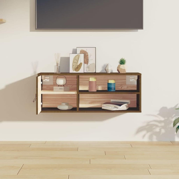 WIFESE 80x30x30 cm Wandschrank TV Schrank mit 2 Offene Fächer Hängeschrank TV Board Hängend Bücherre