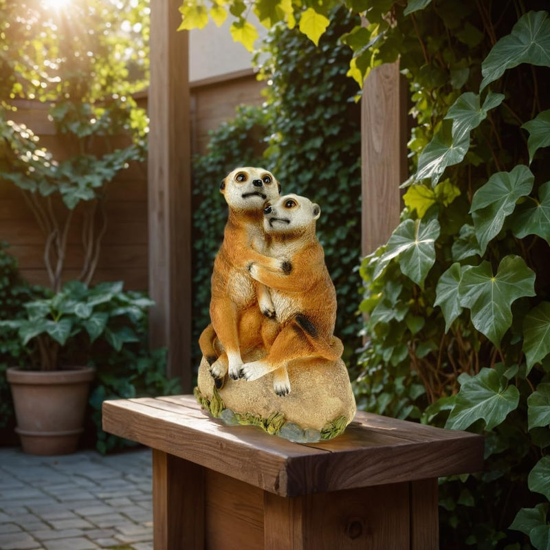 Kremers Schatzkiste Erdmännchen Liebespaar Figur Garten 30 cm Tierfigur Gartendekoration