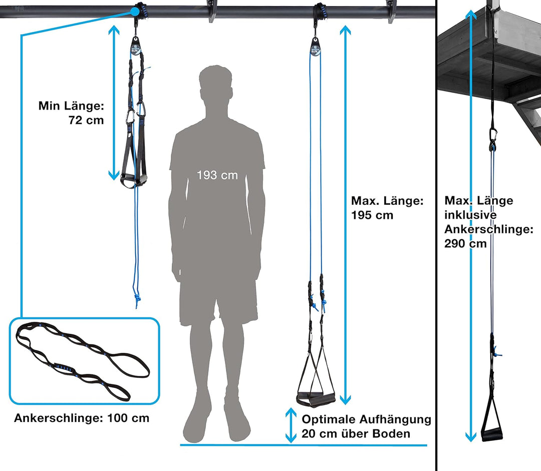 aeroSling Elite Schlingentrainer Set Basic | Sling Trainer Ganzkörpertraining mit Umlenkrolle und Wa