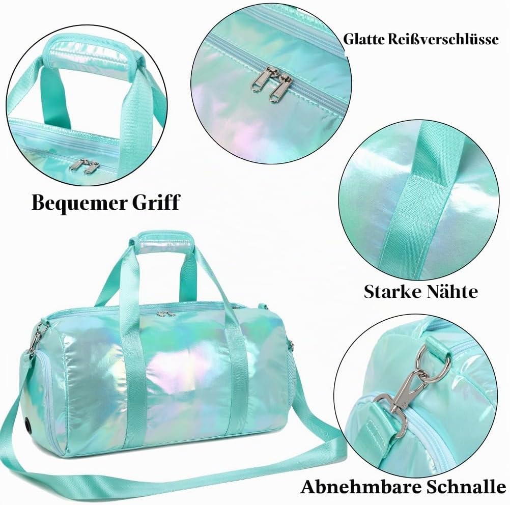Laser Sporttasche für Kinder Mädchen Reisetaschen Weekender Multifunktion Schulsporttasche Trainings