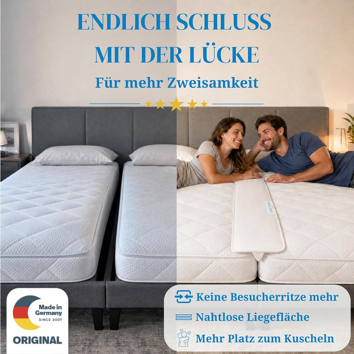 PROCAVE Liebesbrücke mit Frottee-Bezug 25 x 200 cm, ein Matratzen Ritzenfüller verbindet zwei Matrat