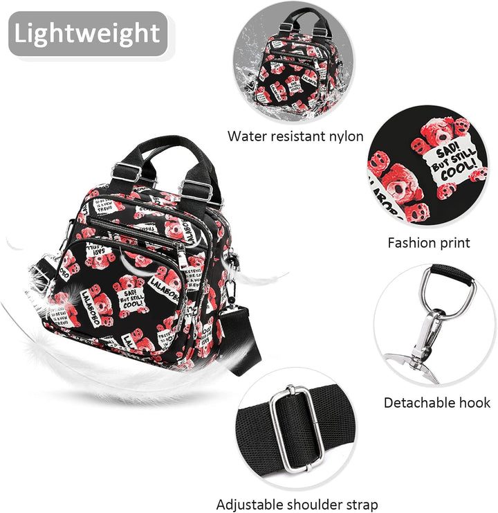 DIRRONA Mode Damen Handtasche Damen Umhängetasche Klein Rucksack Drucken Schultertaschen Multi-Tasch