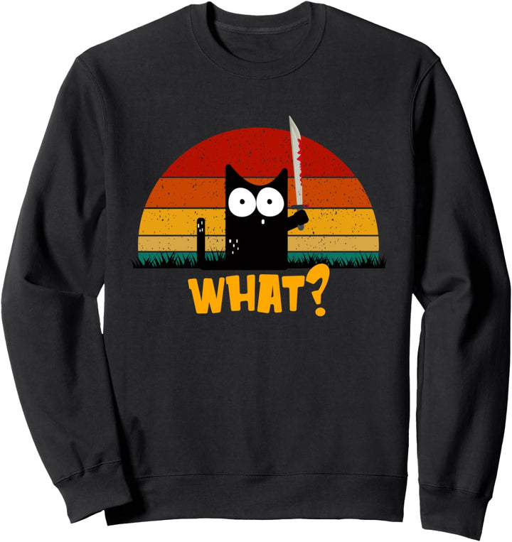 Say What Halloween Illustration Black Cat Graphic Designs Sweatshirt