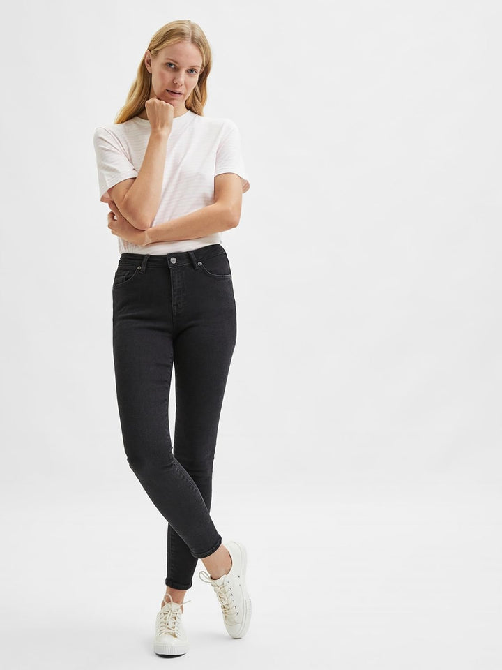 Selected Femme Damen Slfsophia Mw Skinny Black U Noos Jeans 32 Black Denim, 32 Black Denim