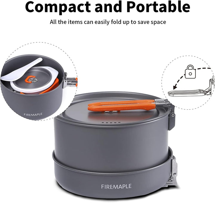 Fire-Maple Feast 4 Camping-Kochgeschirr-Set Outdoor-Kochset mit Topf, Wasserkocher, Pfanne, Schalen