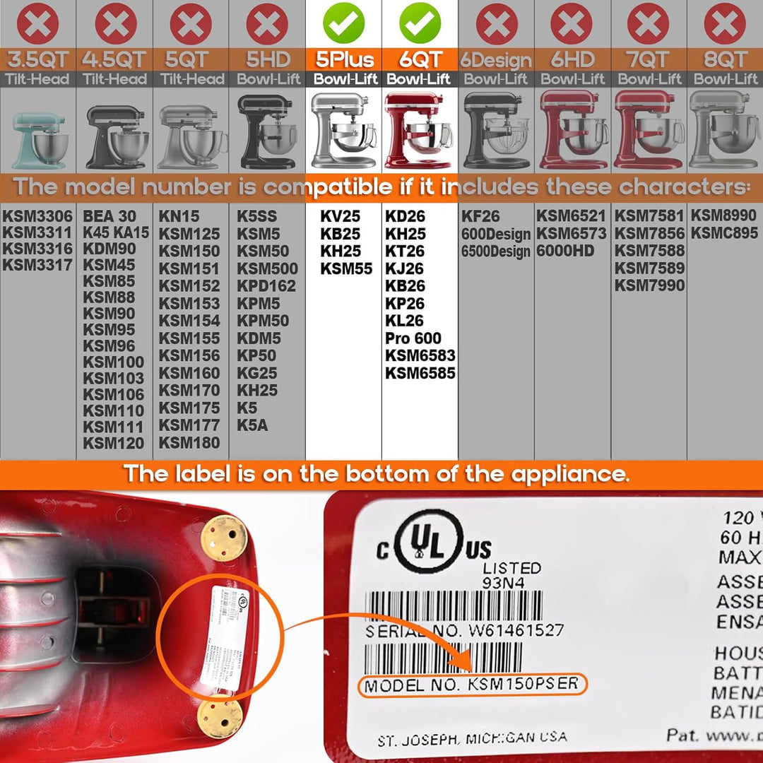 KN256WW Flachschlägelaufsatz aus Edelstahl für Kitchen Aid Bowl Lift Standmixer