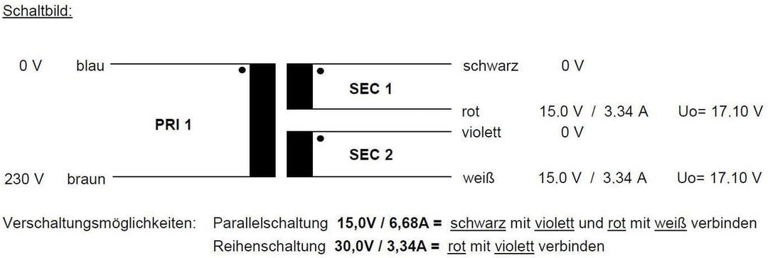 Sedlbauer Ringkerntrafo Transformator 100VA 2x15V für Audio, Industrie, Halogen und Schienensysteme