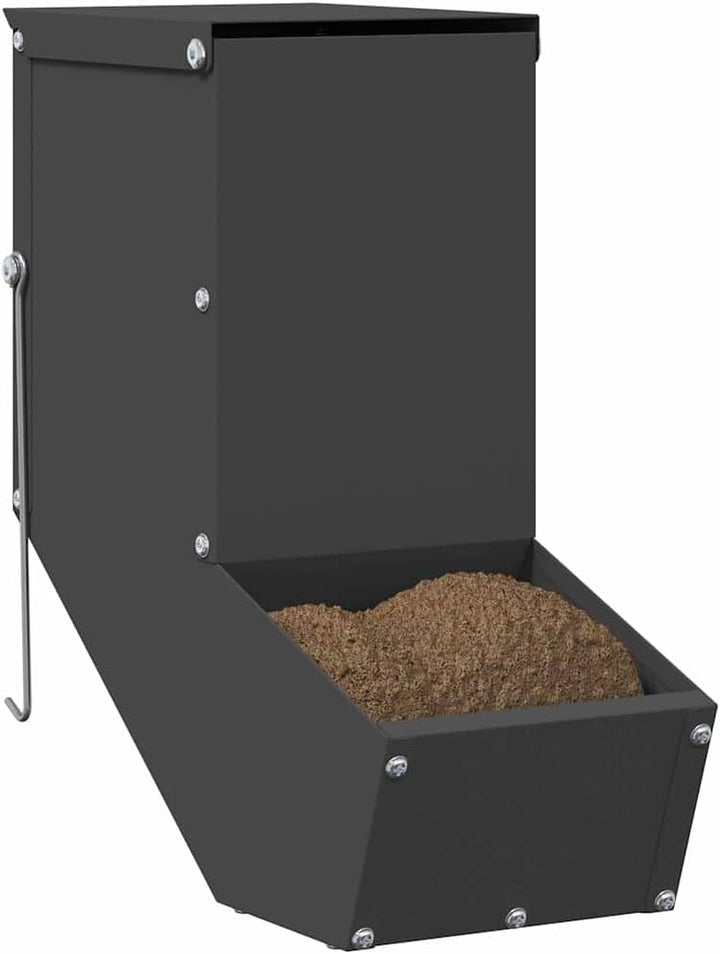 Mangloder Metall Kaninchenfuttertrog schwarz 12,5 x 26 x 28,5 cm, Futterspender Schale Station zum F