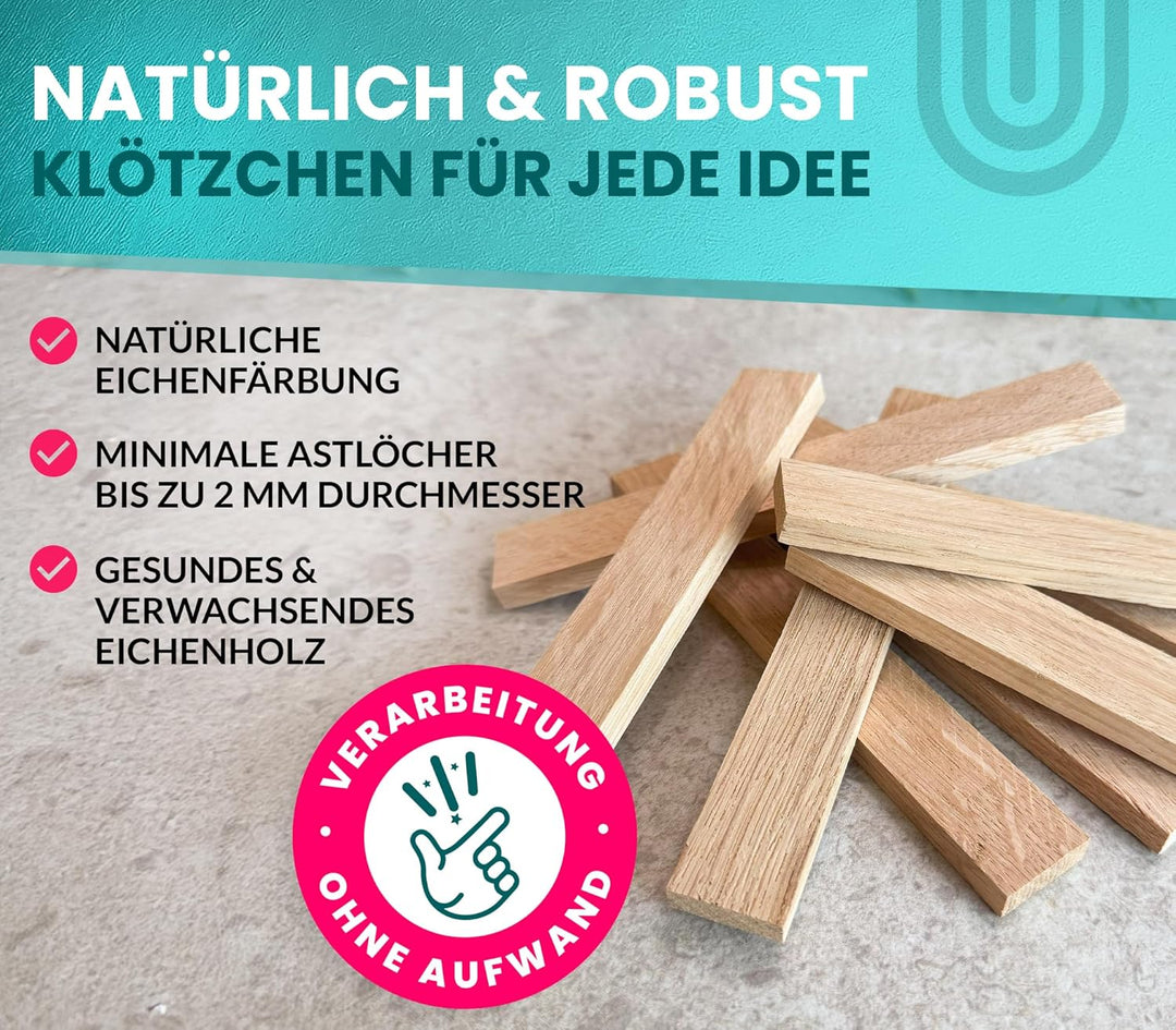 KERACRAFT Giesspulver weiss 4,5kg + 294 Stück Eiche Premium Holzklötzchen zum Basteln - Reliefgiessp