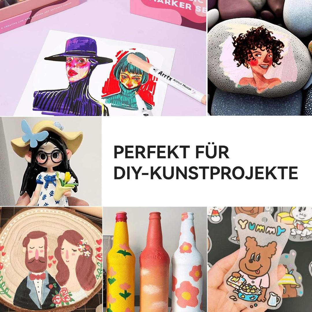 Arrtx Acrylstifte für Steine Bemalen, 30 Hautfarben Acrylstifte Marker, Malstifte für Künstler und E