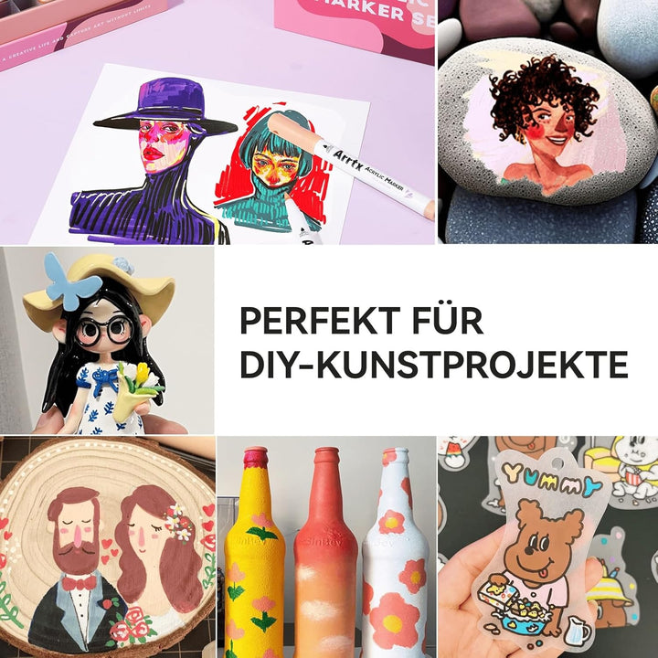 Arrtx Acrylstifte für Steine Bemalen, 30 Hautfarben Acrylstifte Marker, Malstifte für Künstler und E