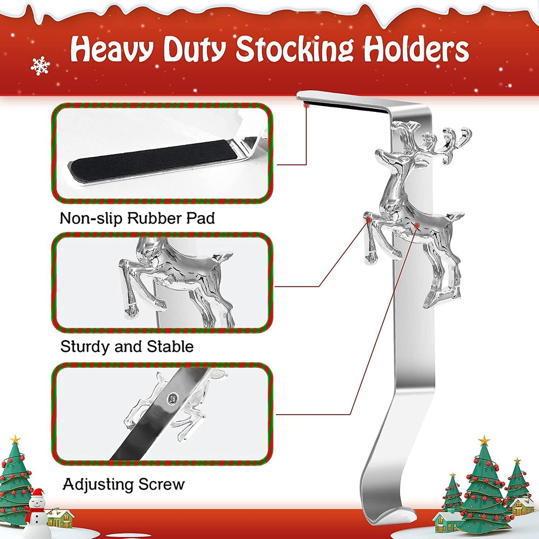KAHEIGN 5Pcs Weihnachtsstrumpf Halter Metall Kamin Haken - Weihnachtsstrumpf Aufhänger Haken für Wei
