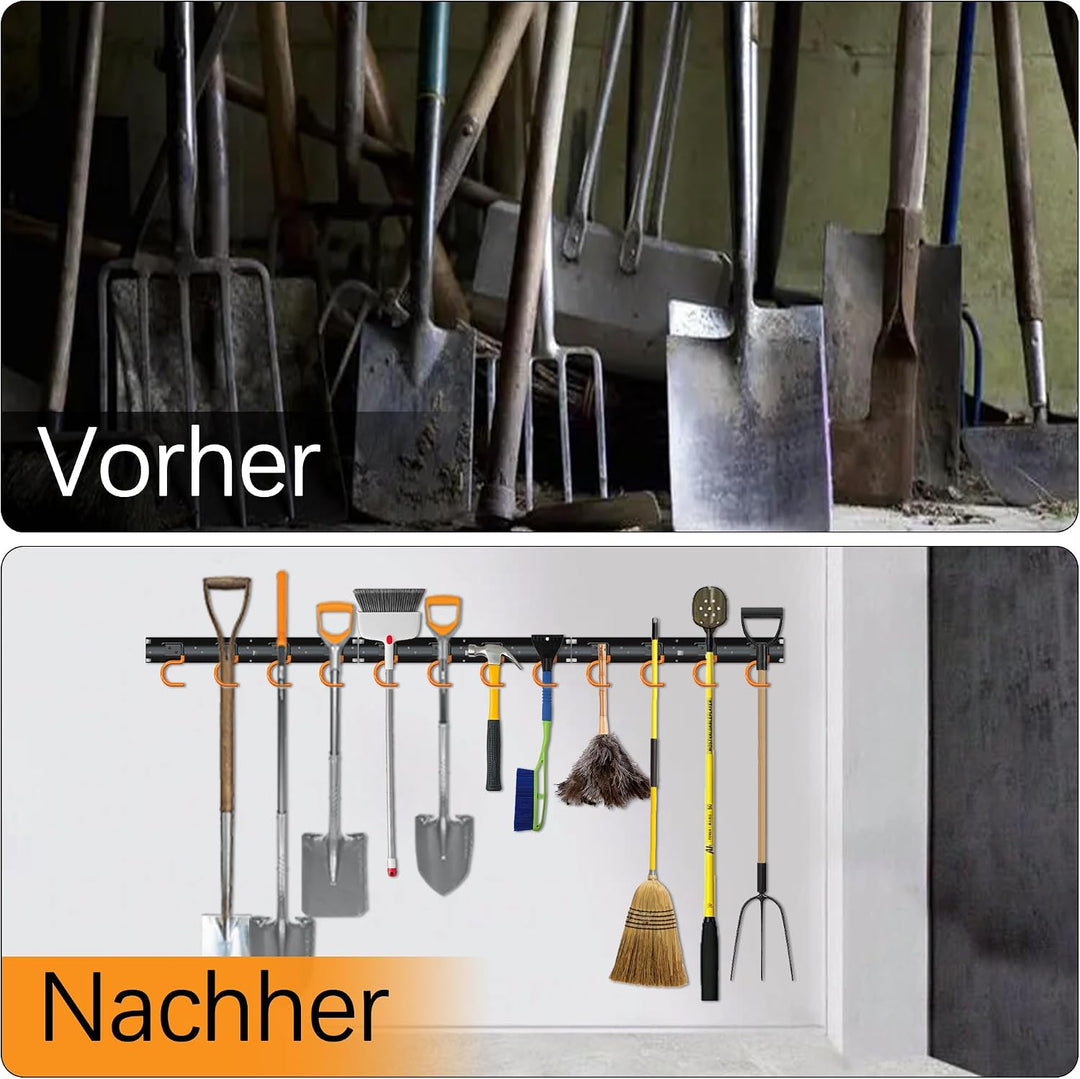 3-H Wandhalterung Gartengeräte 2 x 42cm,Gartengeräte Aufhängung Stahl,Gartengerätehalter für Garage,