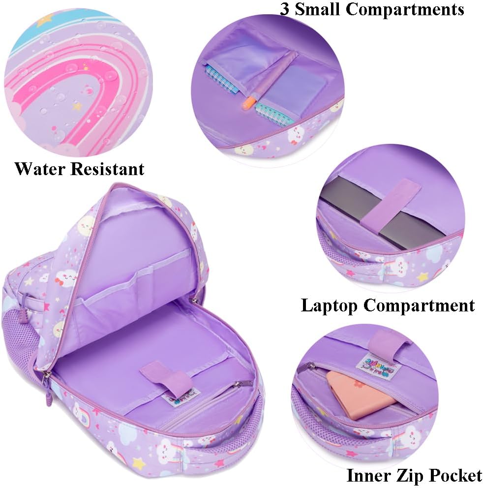 Kimwadalh Kinderrucksack Mädchen Rucksack Leichtgewicht Schulrucksack Regenbogen Schulranzen für Mäd
