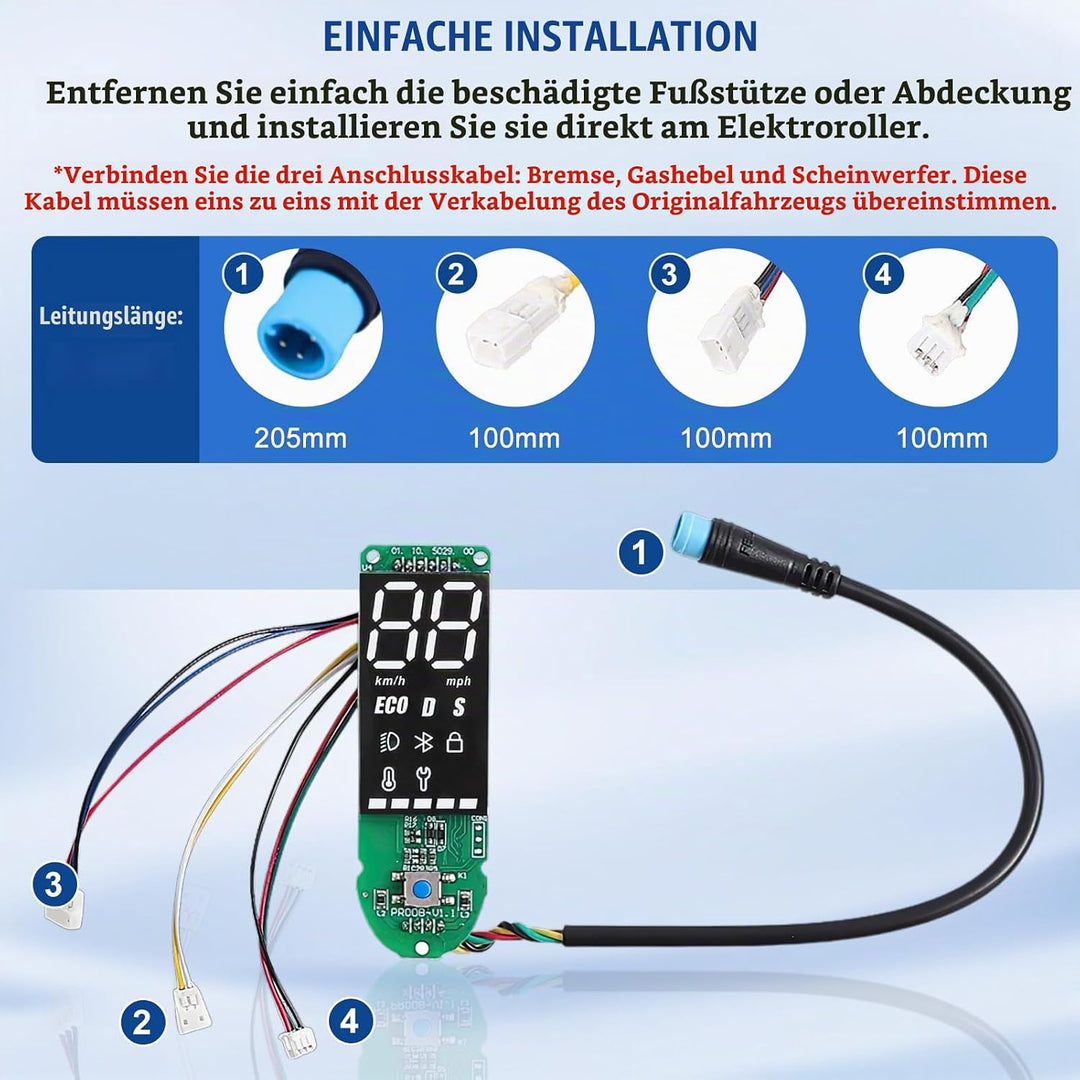 Elektroroller Dashboard für Xiaomi 1S, E-Scooter Armaturenbrett mit Abdeckung, Klare Datenanzeige E-