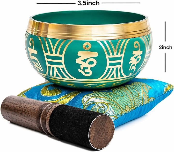 Himalayan Bazaar Tibetische Klangschalen-Set mit Tasche, einfach zu spielen, authentische Handarbeit