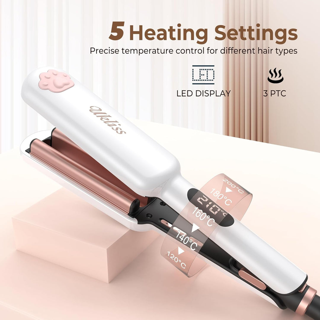 UKLISS Welleneisen, Pro Mini Welleneisen für Haare, Lockenstab Grosse Locken Geeignet für Anfänger,