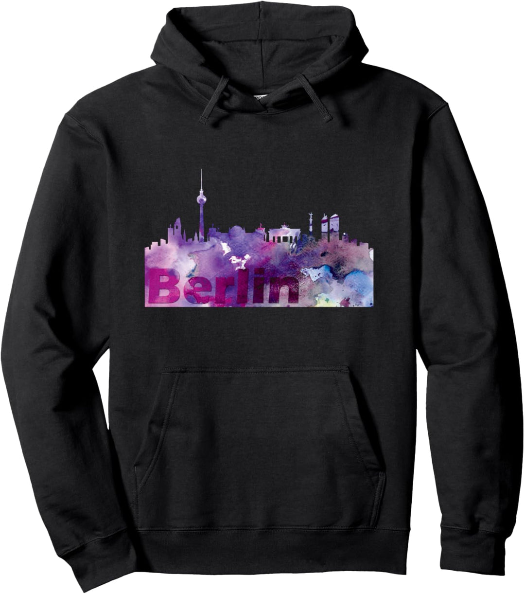 Skyline Berlin Deutschland Hauptstadt Watercolor Look Pullover Hoodie