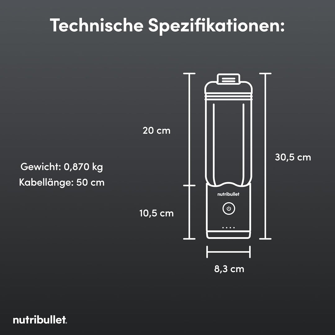 Nutribullet x McLaren Flex - tragbarer Mixer, kabelloser Smoothie Maker mit USB-C, 590 ml Tritan Bec