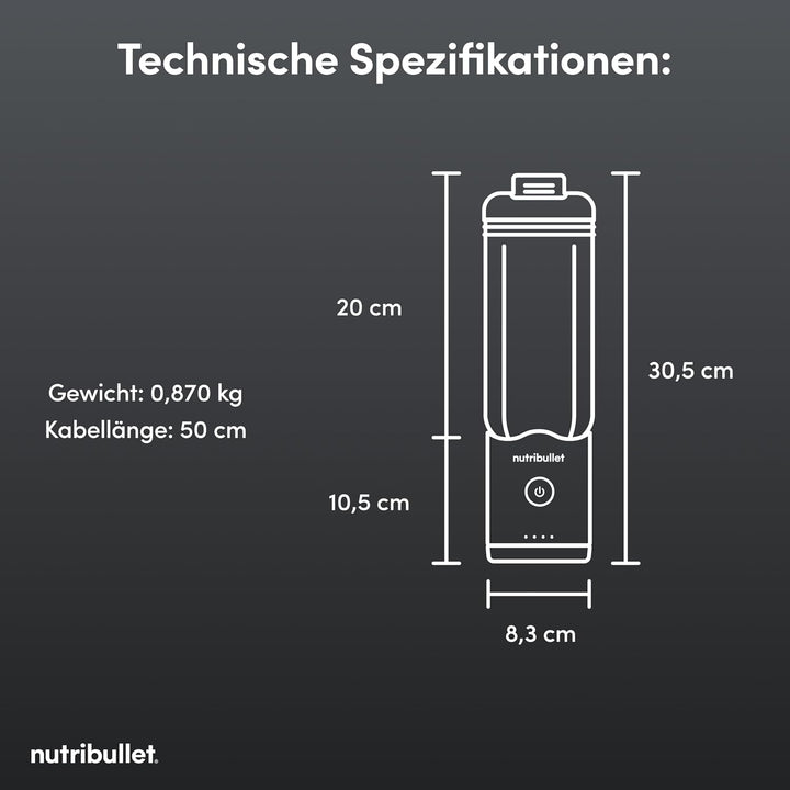 Nutribullet x McLaren Flex - tragbarer Mixer, kabelloser Smoothie Maker mit USB-C, 590 ml Tritan Bec