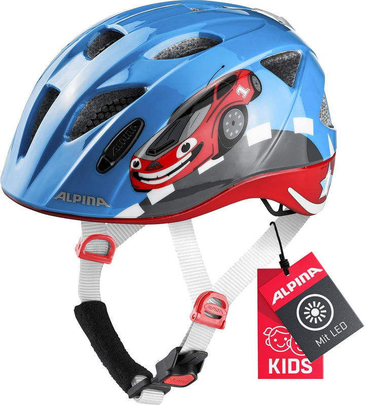 ALPINA XIMO FLASH - Beleuchteter, Reflektierender, Leichter & Anpassbarer LED Fahrradhelm Für Kinder