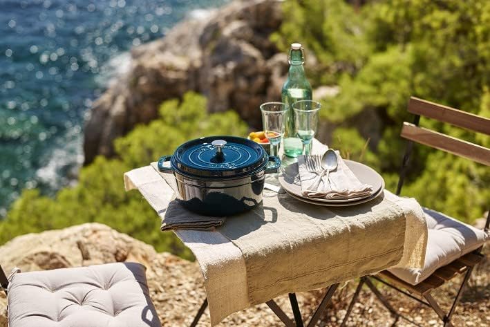 STAUB Cocotte, Gusseisen Bräter, Alle Herdarten inkl Induktion, Rund, 26 cm, 5,0 L, Petrol-Blau 26 c