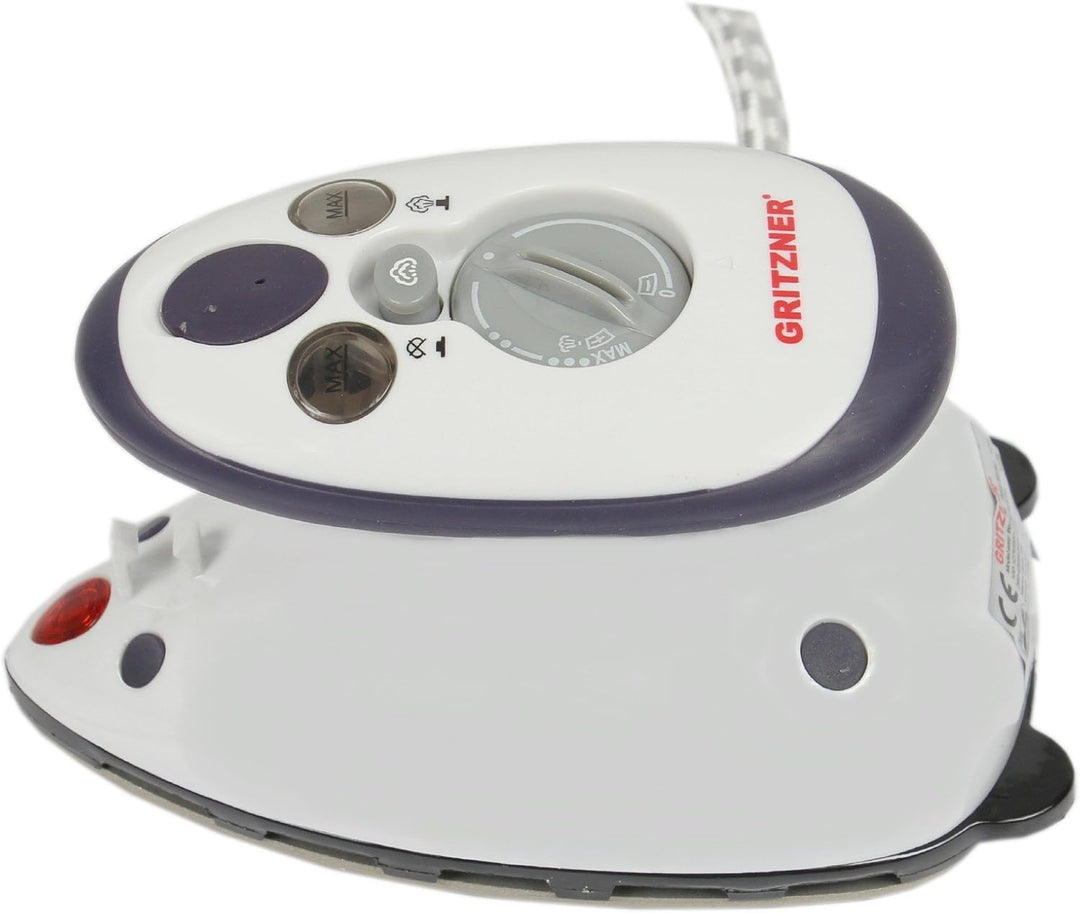 Gritzner 636 Mini Bügeleisen - 260-420 W, Antihaft Bügelsohle, Wassertank 40 ml, 110-240 V Netzspann