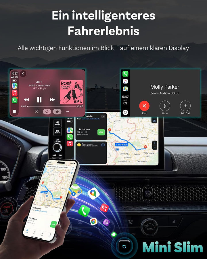 OTTOCAST MINI 3.0 Slim 2026 Upgrade Wireless CarPlay &amp; Android Auto Adapter