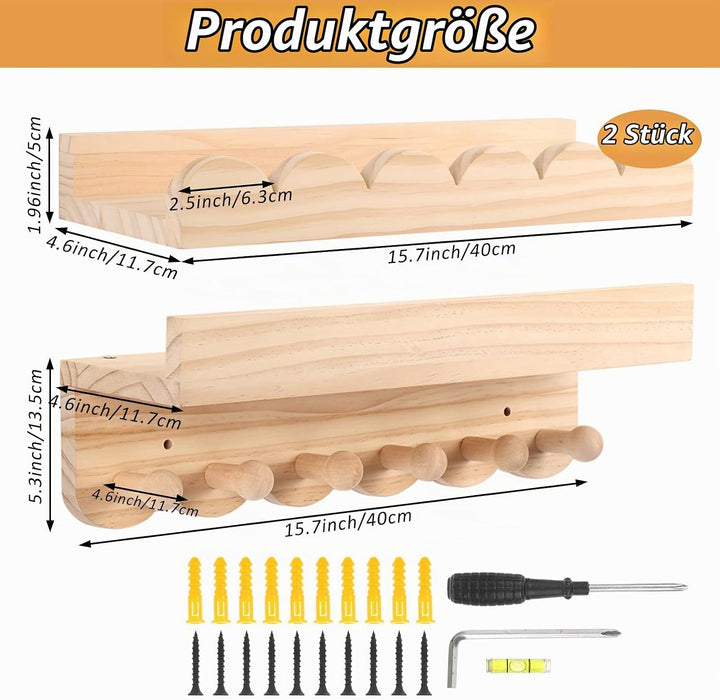 Rainmae Bücherregal Kinder, 40cm 3er-Set, Regal Kinderzimmer, Wandregal Kinderzimmermit Holzhaken id