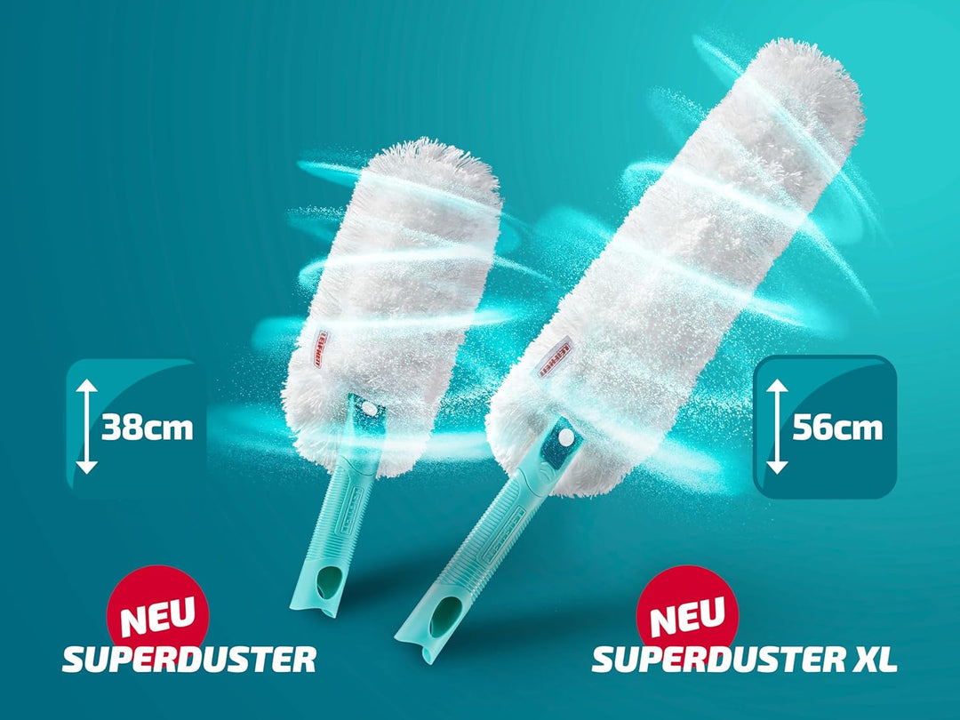 Leifheit SUPERDUSTER XL Pro Reach Set, Staubwedel lang ausziehbar durch 43 cm Langen Stiel, waschbar