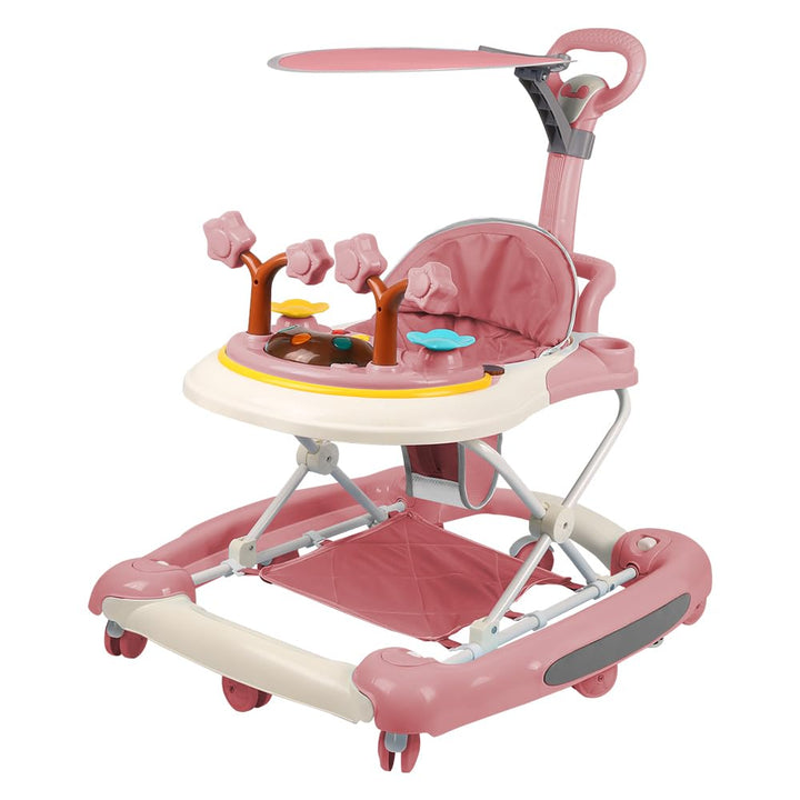 Homewell 3in1 Lauflernhilfe mit Markise, Schiebegriff und Musik, Baby Gehwagen Klappbar, Gehfrei, 5