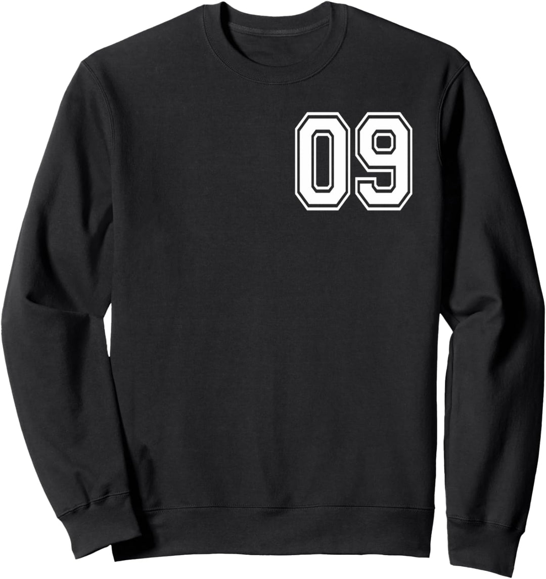 Nummer 09 vorne und hinten in Weiss gedruckt Sweatshirt