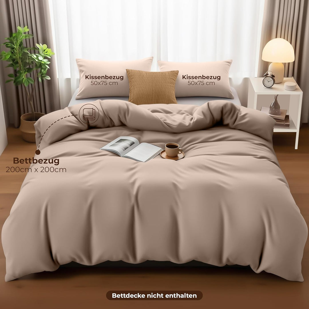 Utopia Bedding Bettwäsche 200x200 Set - Mikrofaser Bettbezug 200x200 cm + 2 Kissenbezüge 50x75 cm -