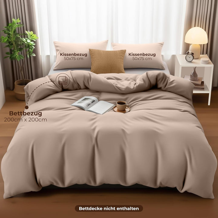 Utopia Bedding Bettwäsche 200x200 Set - Mikrofaser Bettbezug 200x200 cm + 2 Kissenbezüge 50x75 cm -
