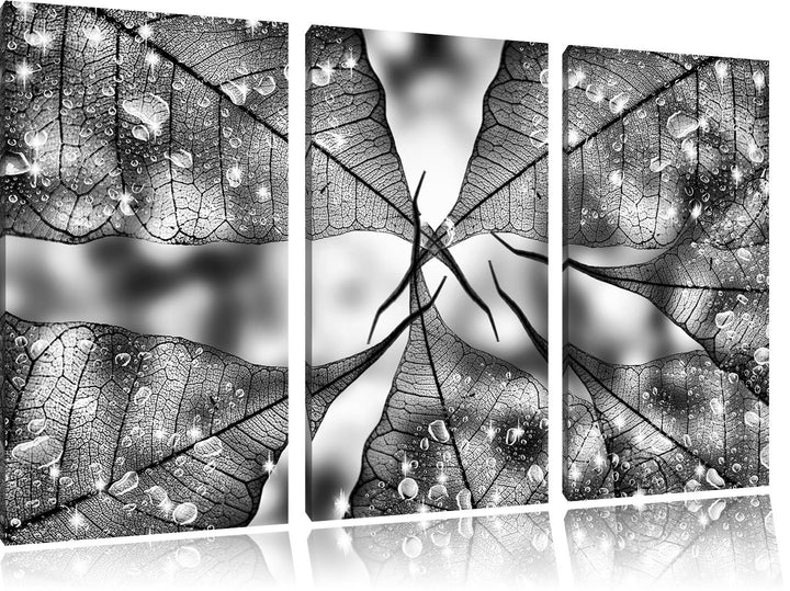Pixxprint Grüne Blätter als Leinwandbild/Grösse: 3 Teilig (120x80) cm/Wandbild/Kunstdruck/fertig bes