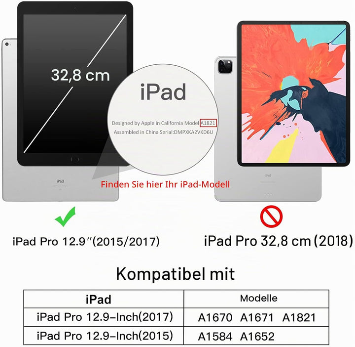 JETech Hülle für iPad Pro 12,9 (1. und 2. Generation, Modell 2015 und 2017), Schutzhülle mit Auto Sc
