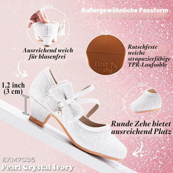EIGHT KM EKM7018 Mädchen High Heel Kleid Schuhe Mary Jane Prinzessin Hochzeit Pumps Schuhe Glänzend