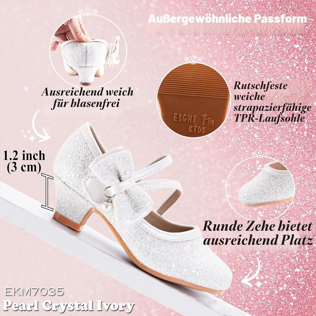 EIGHT KM EKM7018 Mädchen High Heel Kleid Schuhe Mary Jane Prinzessin Hochzeit Pumps Schuhe Glänzend