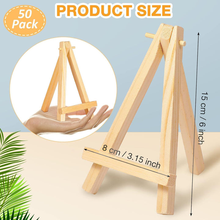 JMIATRY 50 Stück Mini Staffelei, 8 x 15 cm Staffelei Klein, Tischstaffelei Holz für Tischdeko, Malha