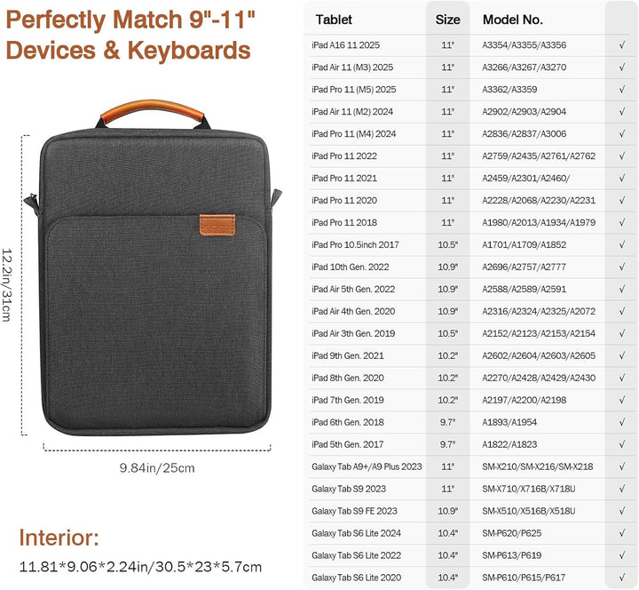 MoKo 9-11" Tablet Tasche Hülle, Tragetasche für iPad Pro 11 M2 2022-2018/iPad 10. 10,9 2022/iPad Air