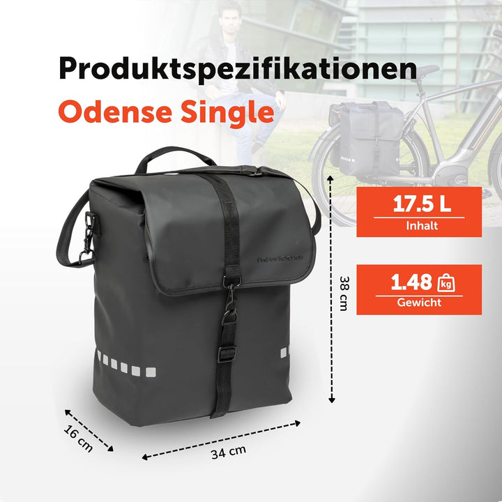 New Looxs Odense Single Enkele Fietstas, Black, 17,5 Liter