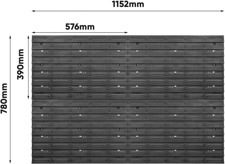 Werkzeugwand Stapelboxen 1152 x 780 mm - Lagersystem SET Werkzeughaltern und 34 Stück Box - Wandrega